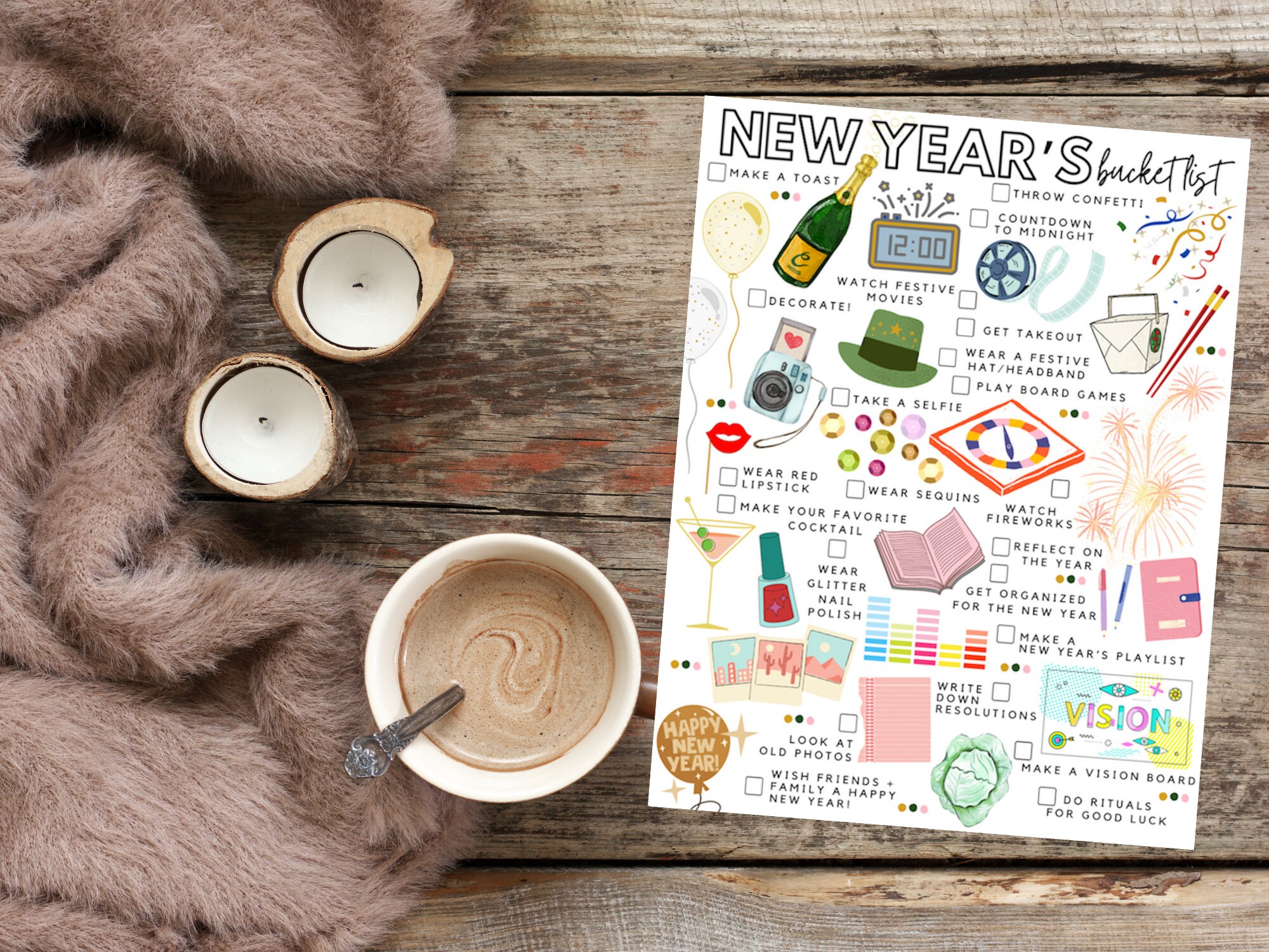 Printable New Year's Bucket List New Year's To-do - Etsy