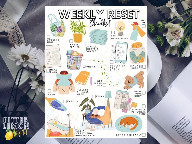Printable Weekly Reset Checklist | Weekly Routine To-do List - Etsy