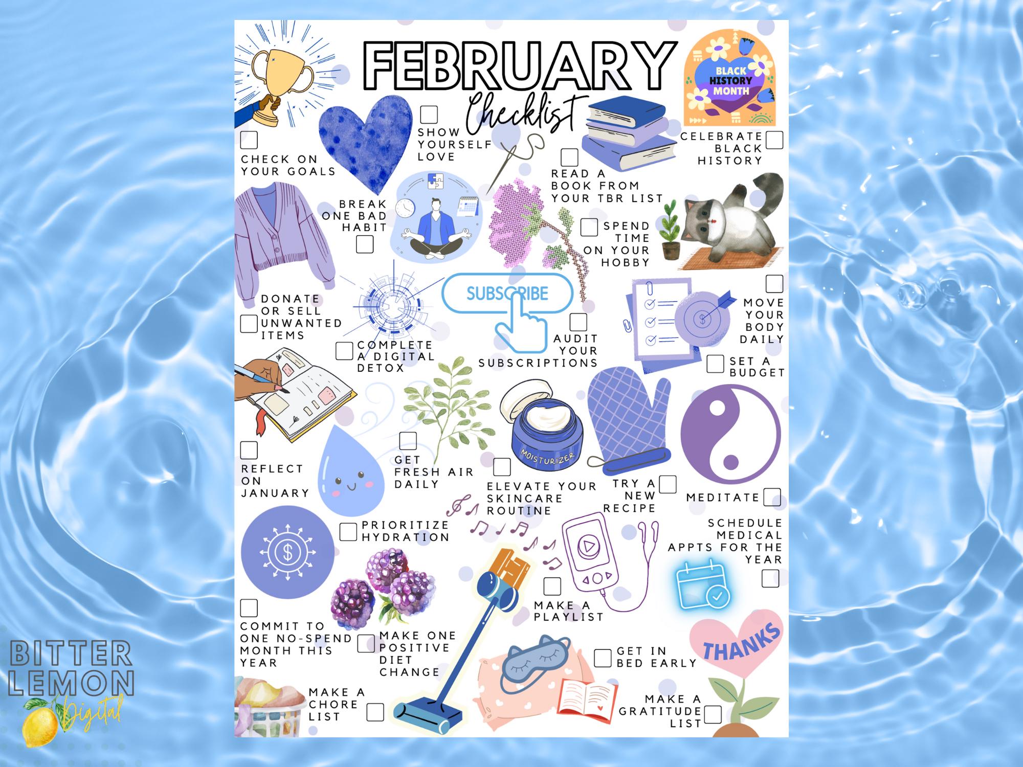 February Values Cluster February Printable List Value Pack: Reminders, Checklist, Bucket List ...