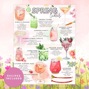 Printable Spring Cocktails List | Fresh Floral Seasonal Drink Recipes