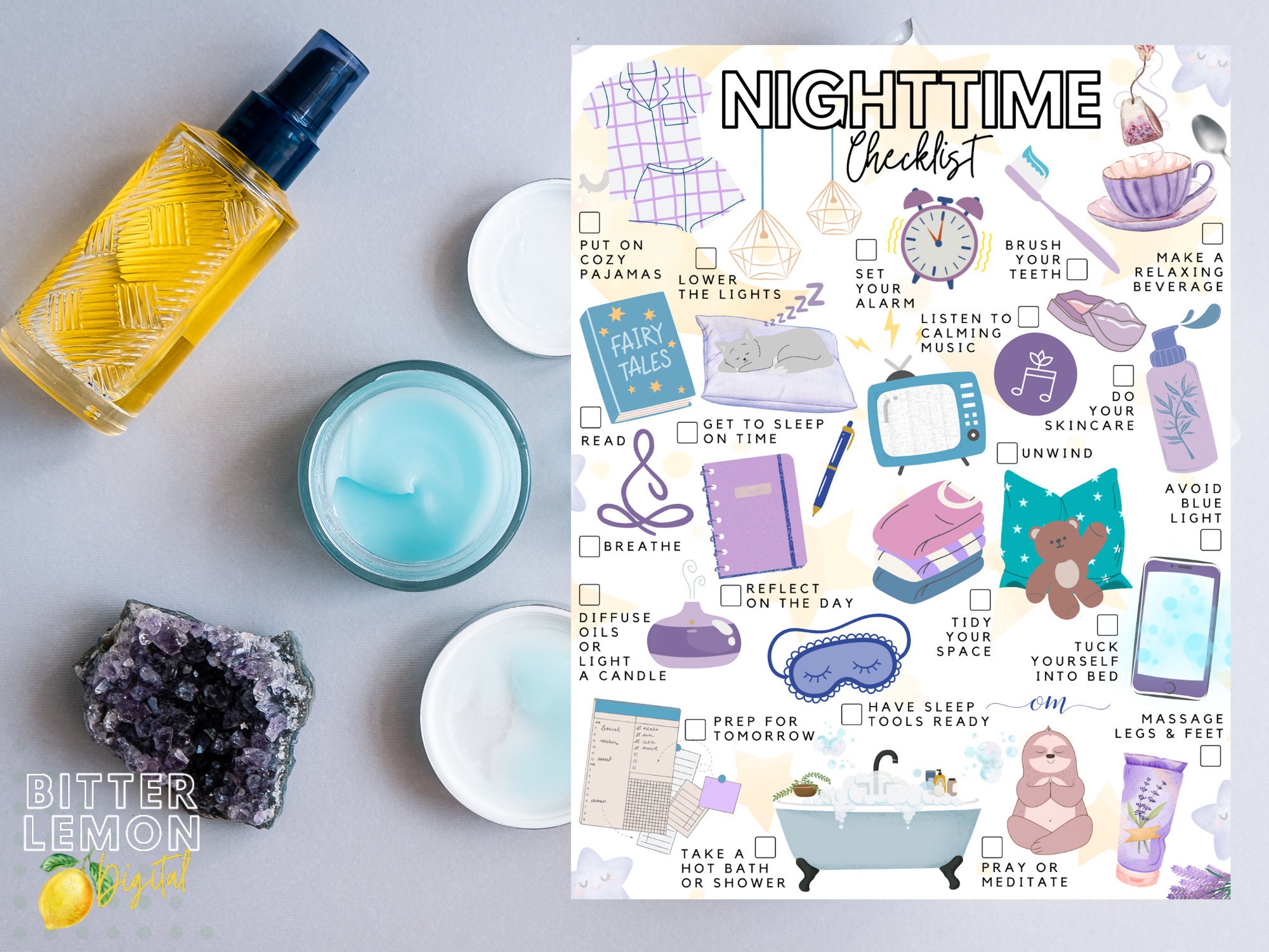 Printable Nighttime Checklist | Bedtime Routine To-do List - Etsy