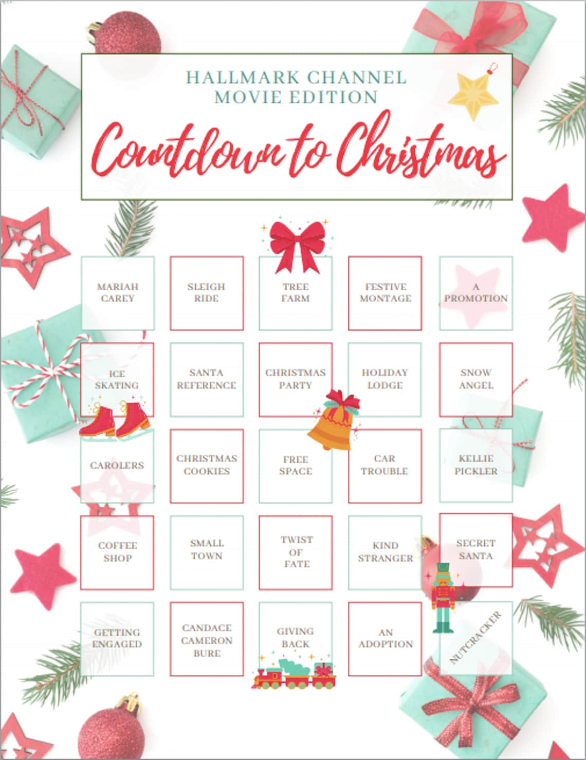 Countdown to Christmas Hallmark Christmas Movie Printable Etsy