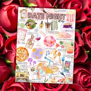 Printable Date Night Ideas Checklist | Romantic Date Activities To-do List