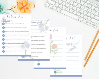 Book Club Discussion Journal Printable | Spring Floral