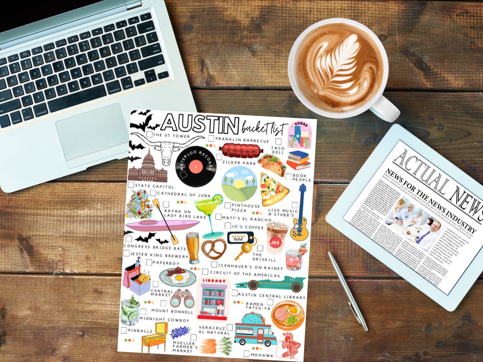 Printable Austin Texas Bucket List Austin Texas Todo List (Instant