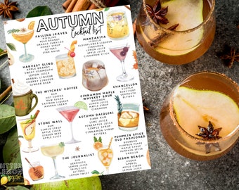 Liste de cocktails d'automne imprimable | Recettes de cocktails d'automne