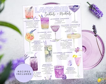 Printable Lavender Cocktails & Mocktails List | Floral Lavender Drink Recipes