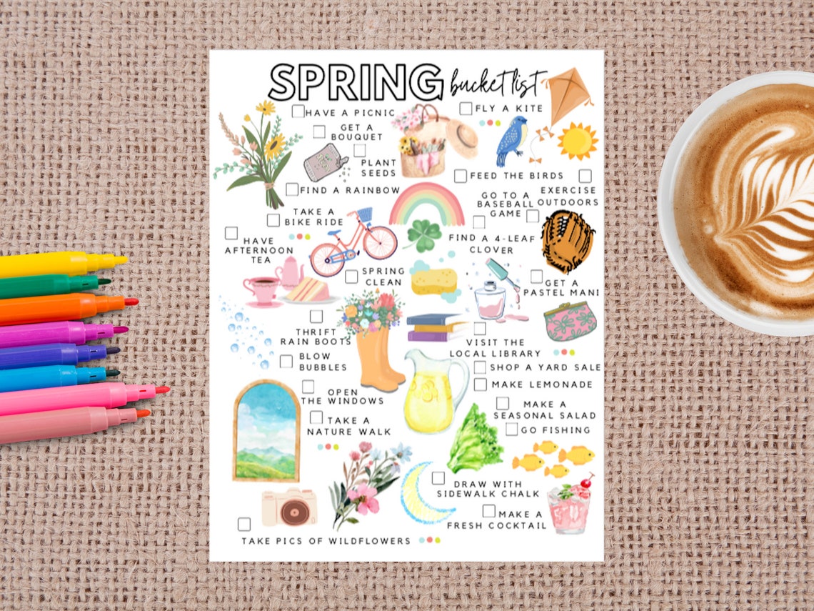 Printable Spring Bucket List Spring To-do List - Etsy