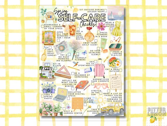 Spring Self-Care Checklist, Wellness Planner, Seasonal Reset Guide (Digital Download)