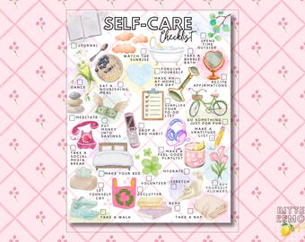 Self Care Checklist Printable, Daily Wellness Planner, Healthy Habits Tracker (Digital Download)