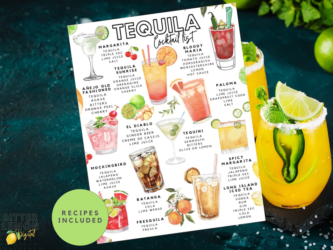 Printable Tequila Cocktail List Tequila Drink Recipes