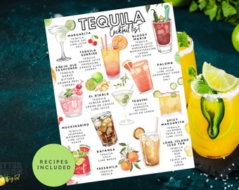 Printable Tequila Cocktail List | Tequila Drink Recipes
