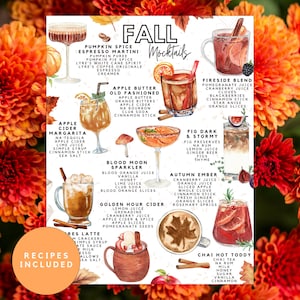 Printable Fall Mocktail List | Autumnal Non-Alcoholic Drink Recipes