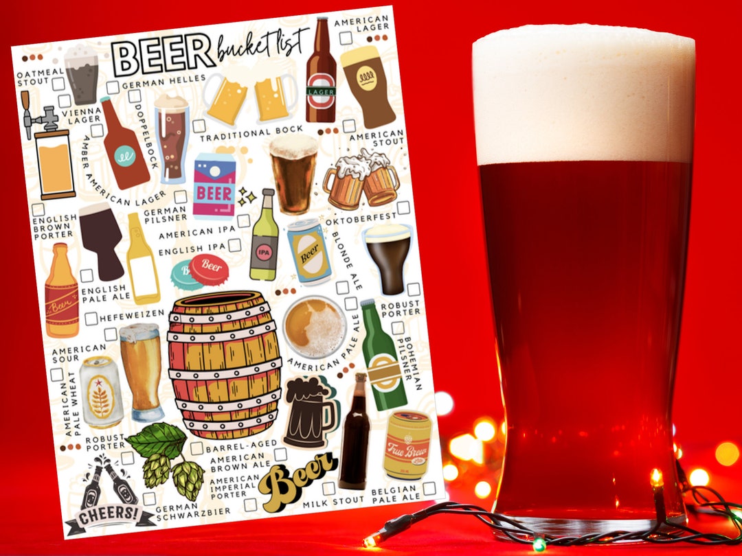 Printable Beer Bucket List Beer Lover's Todrink List Types of Beer Etsy