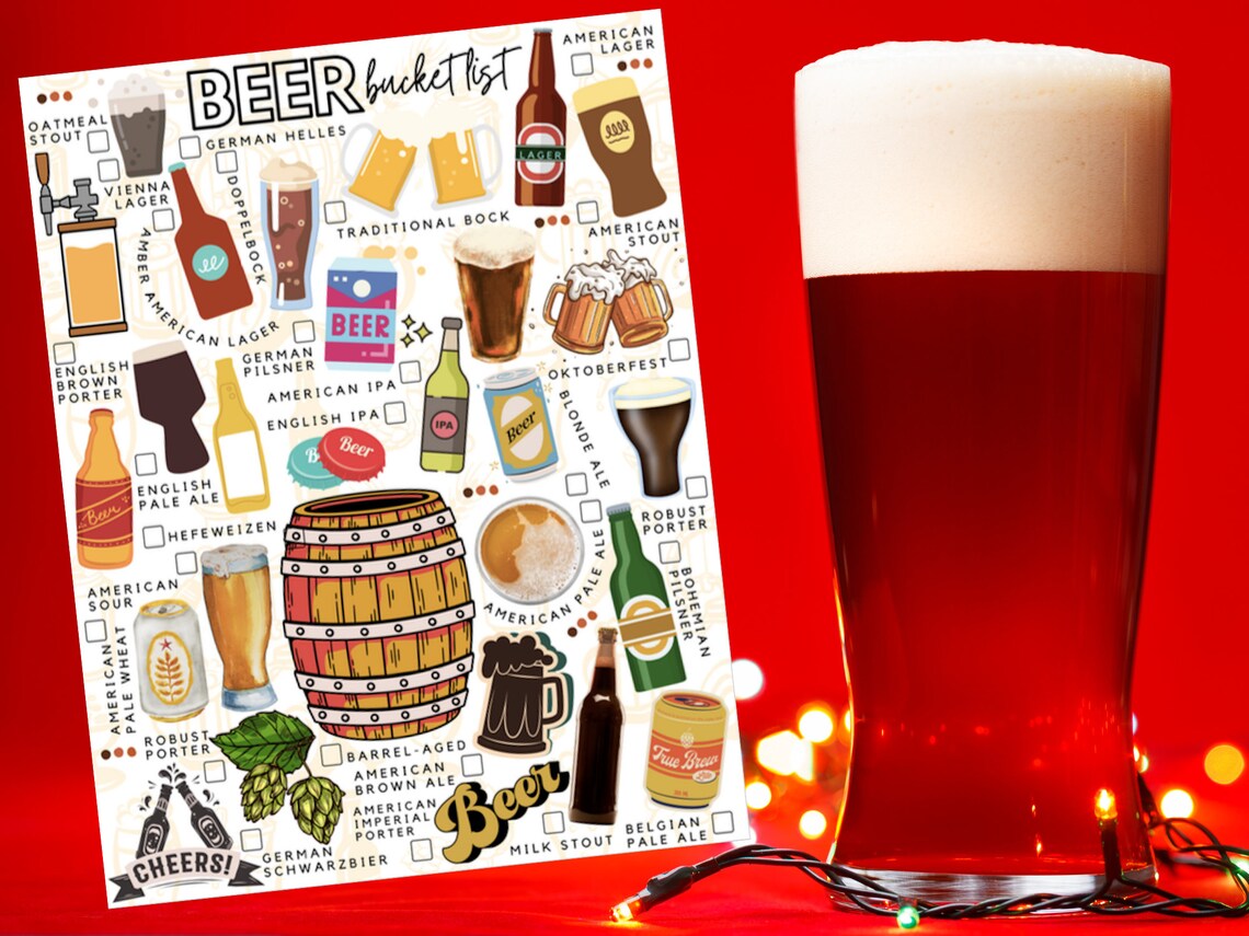 Printable Beer Bucket List Beer Lover's Todrink List Types of Beer Etsy