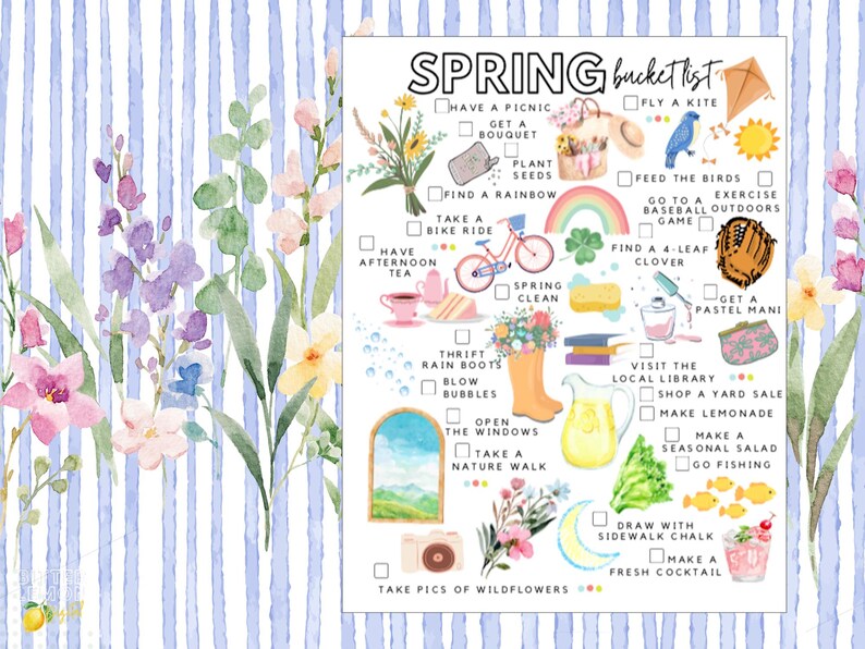 Spring Bucket List Printable | Spring Activities Checklist - Etsy