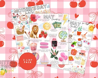 May Printable List Value Pack: Reminders, Checklist, Bucket List (PDF)