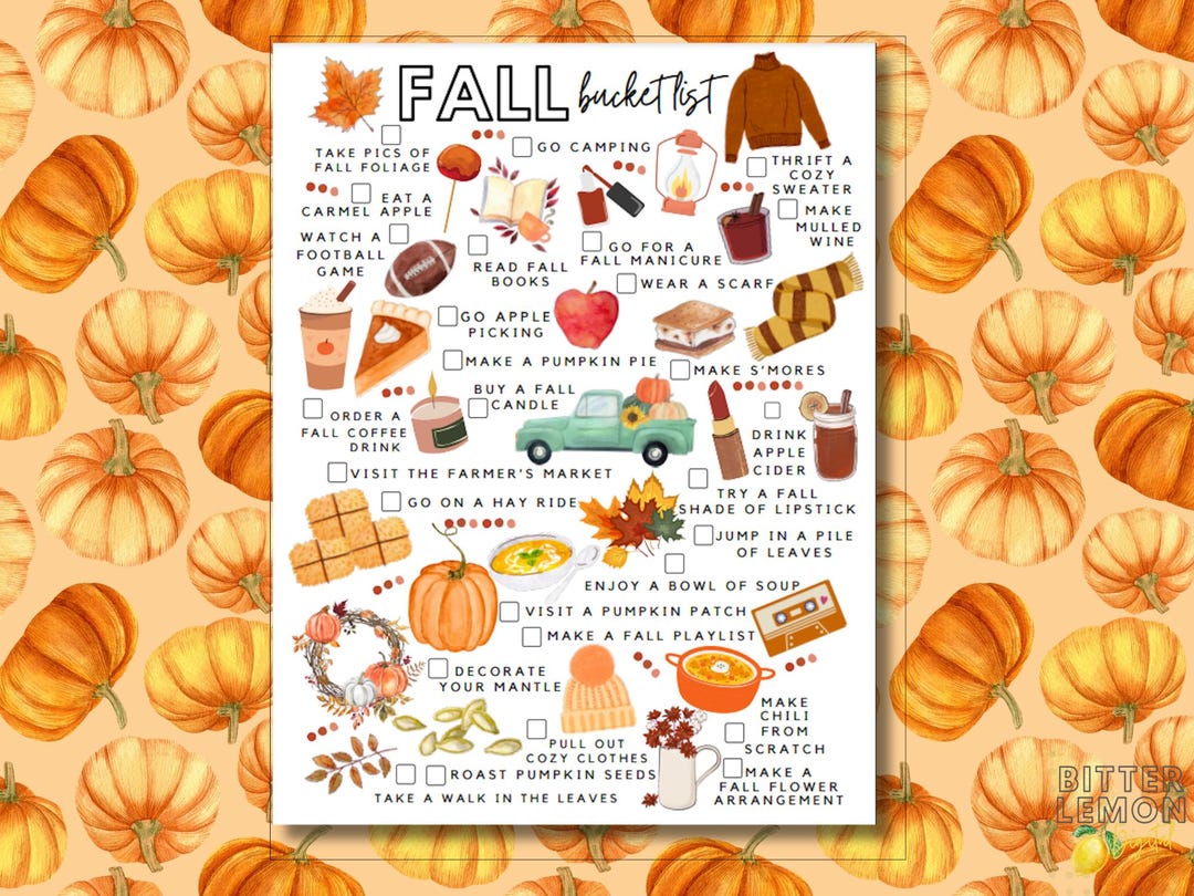 Washington Fall Activity Checklist Fall Bucket List Printable, Cozy Autumn Activities Checklist (PDF ...