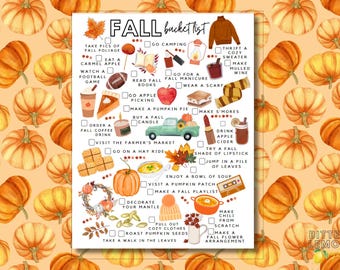 Fall Bucket List Printable, Cozy Autumn Activities Checklist (PDF Download)
