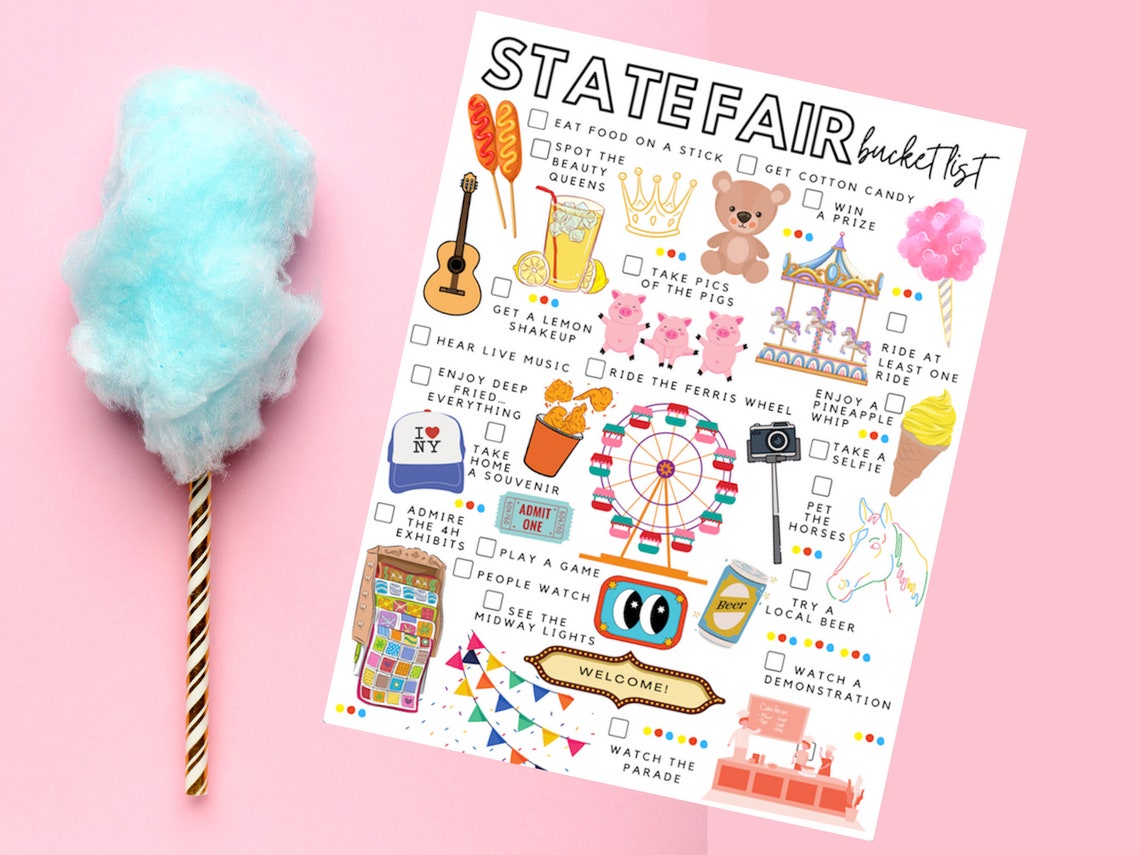 Printable State Fair Bucket List State Fair Todo List Etsy