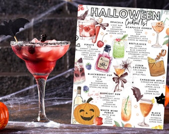 Liste de cocktails d’Halloween imprimable | Recettes de cocktails pour la Saint-Sylvestre