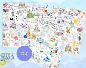 Burnout Recovery Checklist Pack | Digital Detox, Self-Care, Analog Activities (Digital Download)