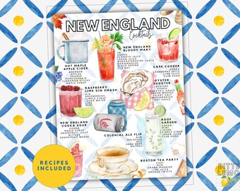 Printable New England Cocktails List | Northeast Seasonal Drink Recipes