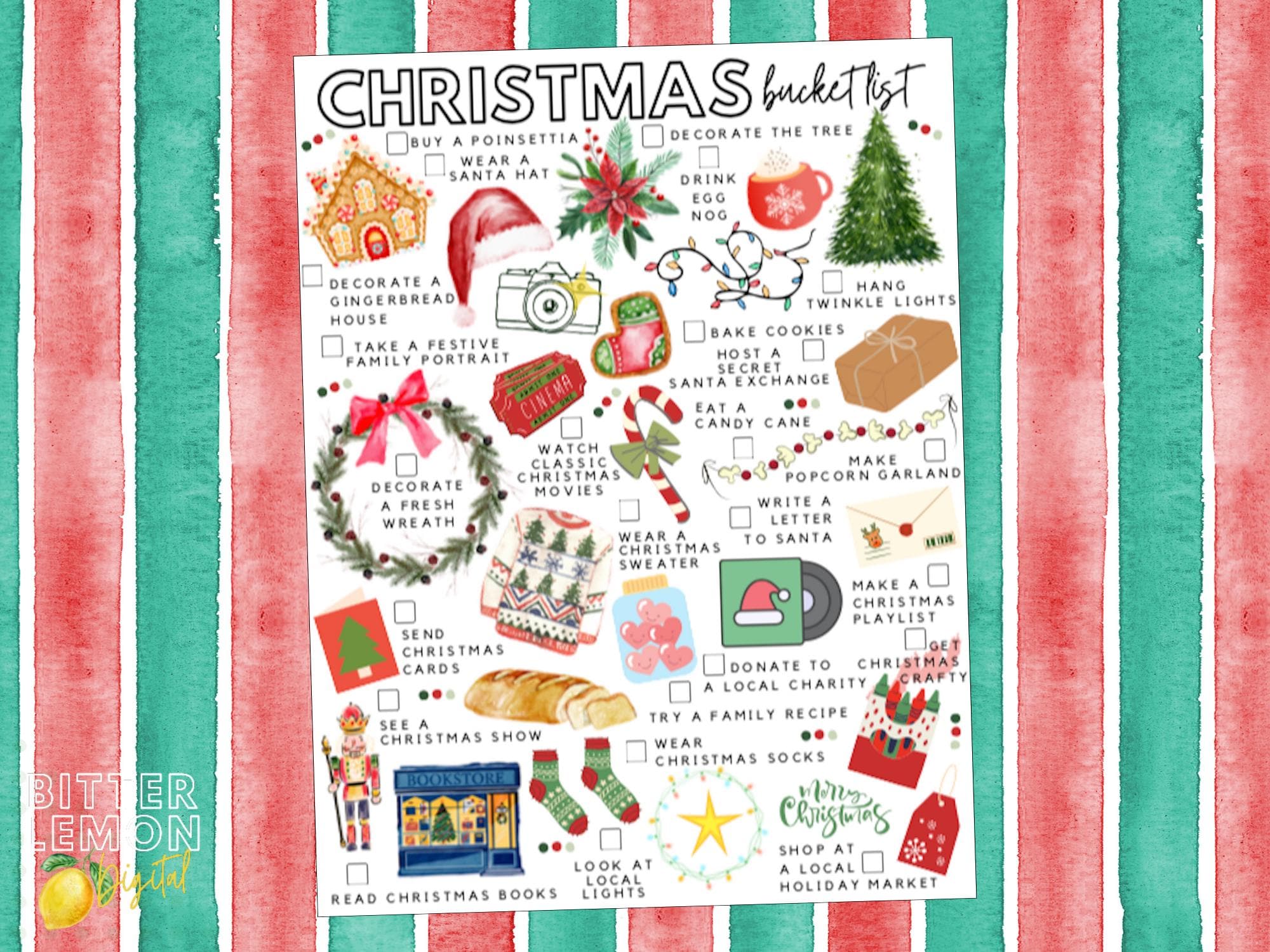 Printable Christmas Bucket List | Christmas to-do List