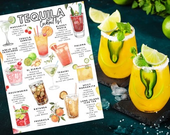 Printable Tequila Cocktail List | Tequila Drink Recipes