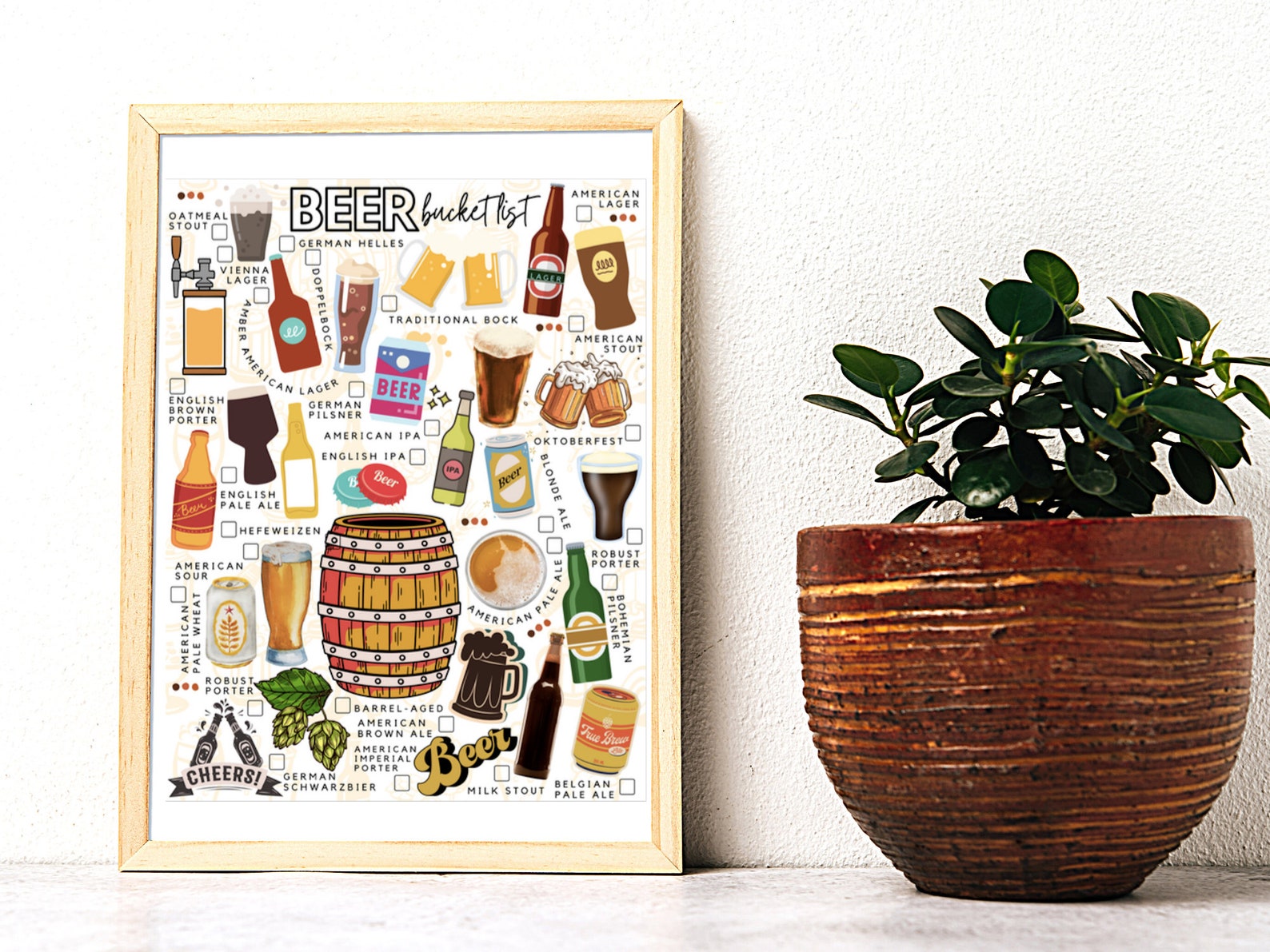 Printable Beer Bucket List Beer Lover's Todrink List Types of Beer Etsy
