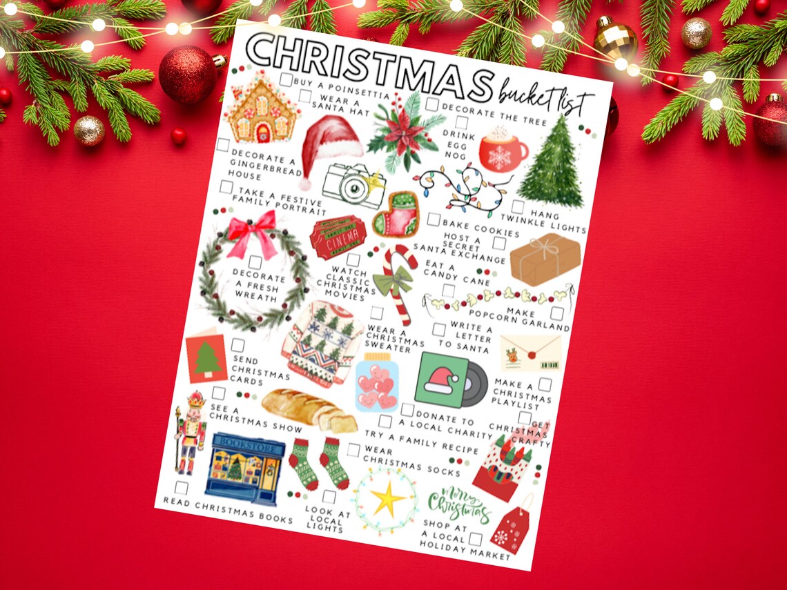 Druckbare Weihnachts Bucket List ToDoListe für Weihnachten Etsy.de