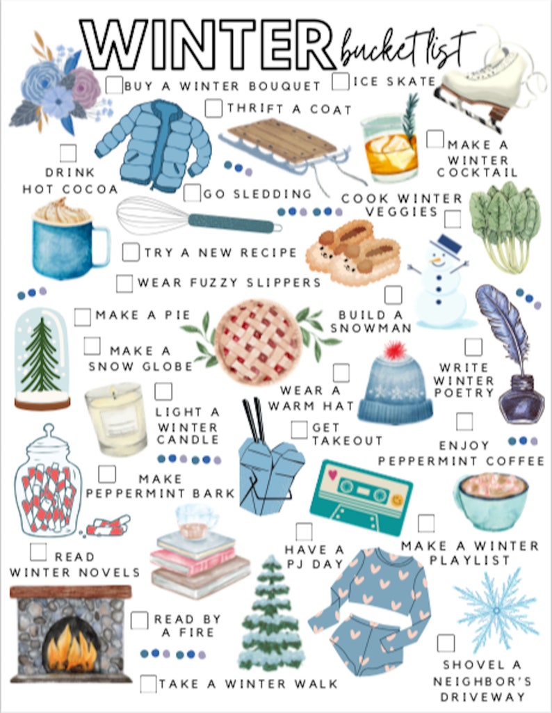 Printable Winter Bucket List Winter To-do List - Etsy