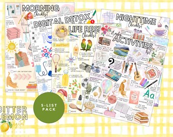 Life Reset Checklist Bundle | Digital Detox, Morning Night Routines (Printable Download)