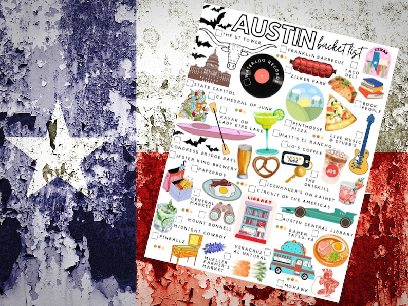 Printable Austin Texas Bucket List Austin Texas Todo List Etsy