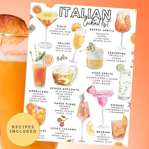 Lista de coquetéis italianos para impressão | Receitas de bebidas italianas