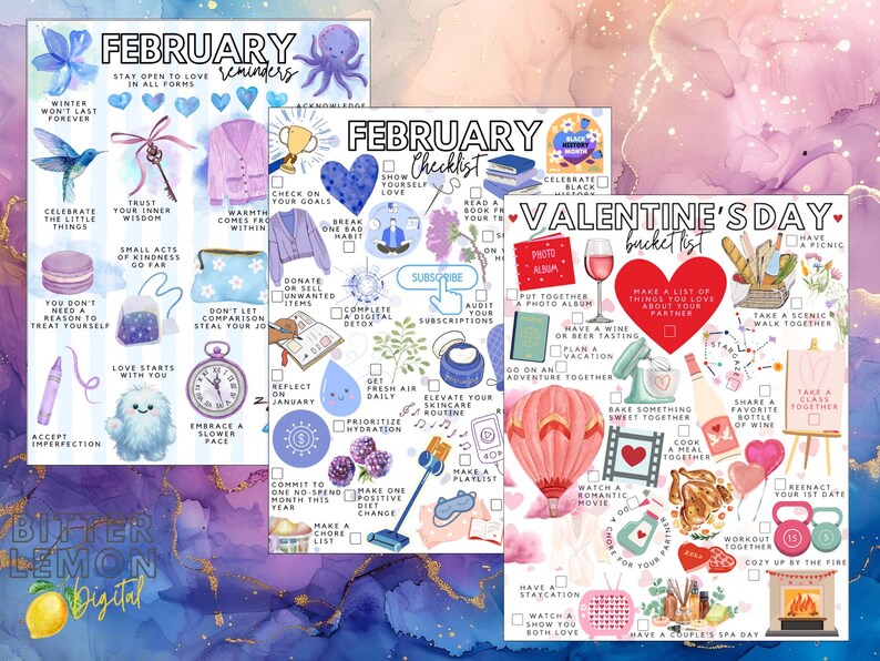 Feb Task List.pdf February Printable List Value Pack: Reminders, Checklist, Bucket List ...