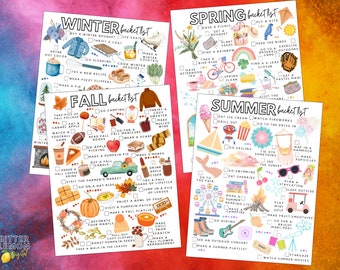 Printable Seasonal Bucket List Value Pack of 4 | Seasonal to-do Lists