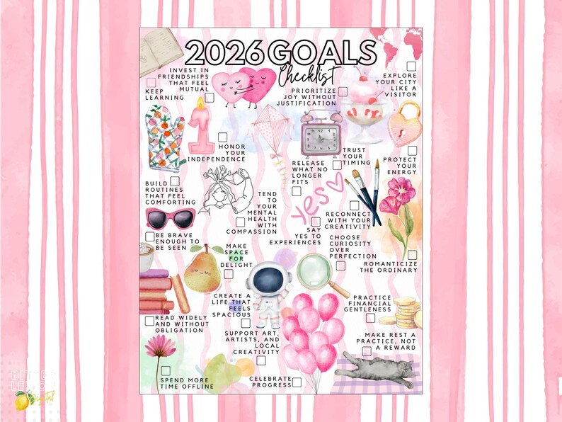 Printable 2026 Goals Checklist | 2026 New Year's Resolutions List - Etsy