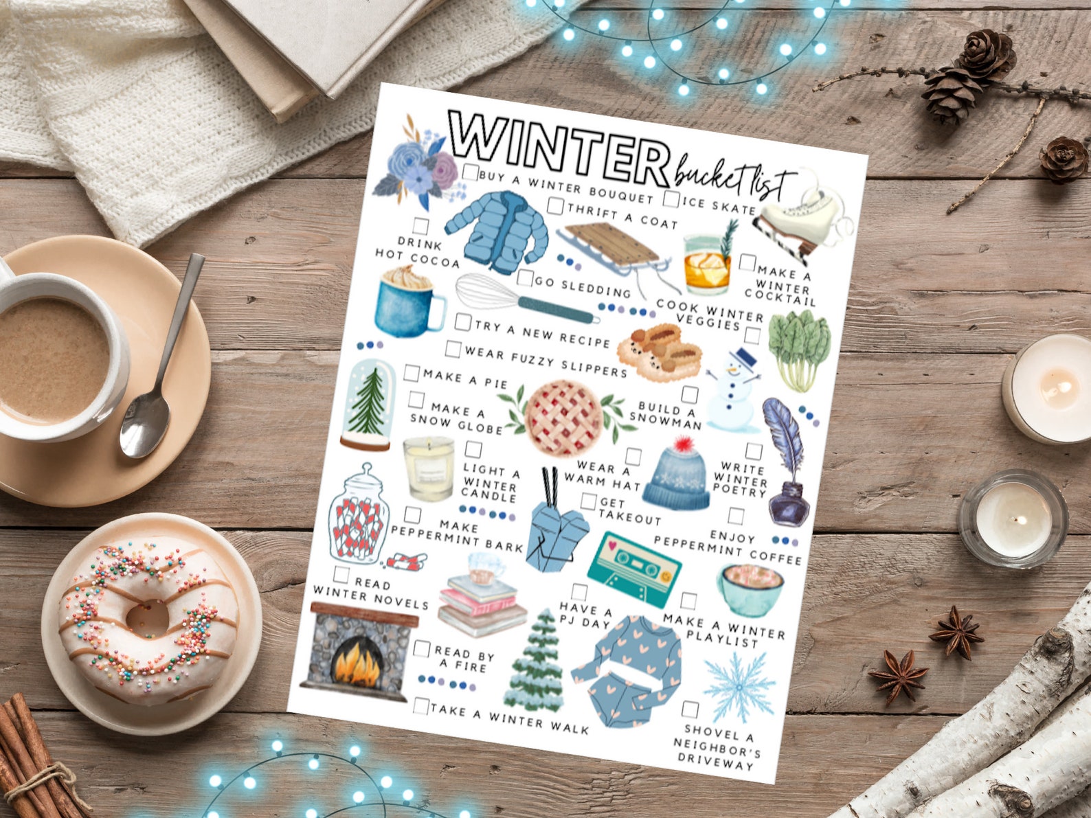 Printable Winter Bucket List | Winter To-do List - Etsy