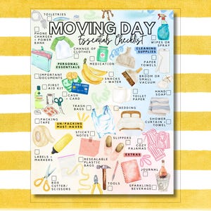 Printable Moving Day Essentials Checklist | Moving Day Organization List