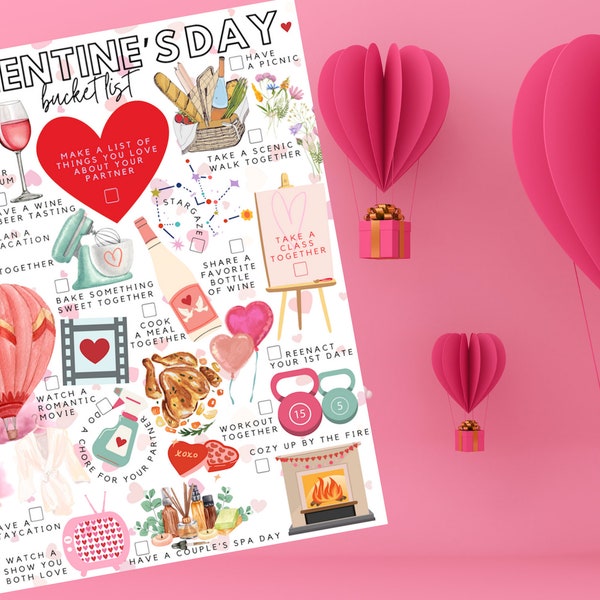 Printable Valentine's Day Bucket List | Valentine's Day to-do List