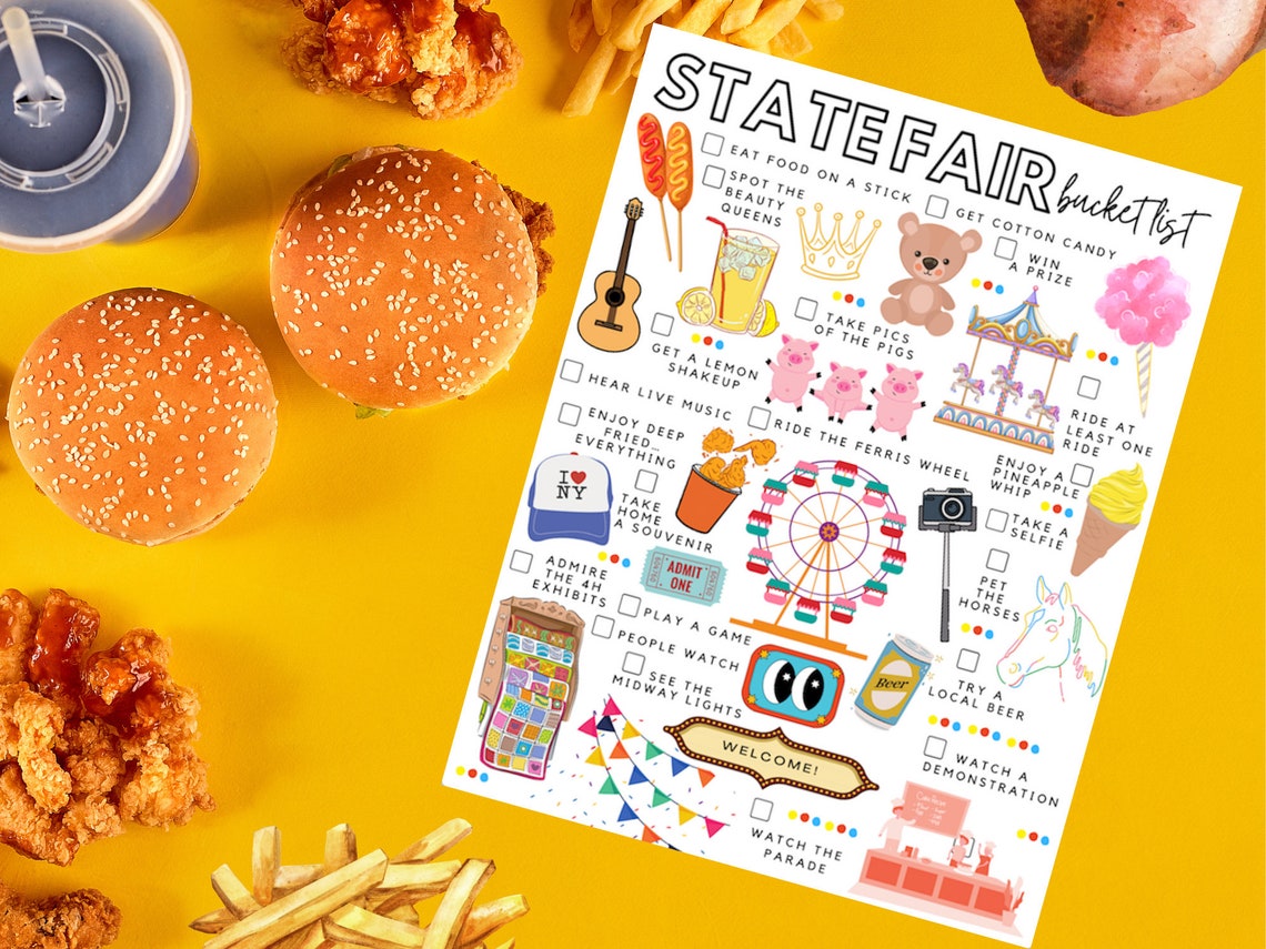 Printable State Fair Bucket List State Fair Todo List Etsy