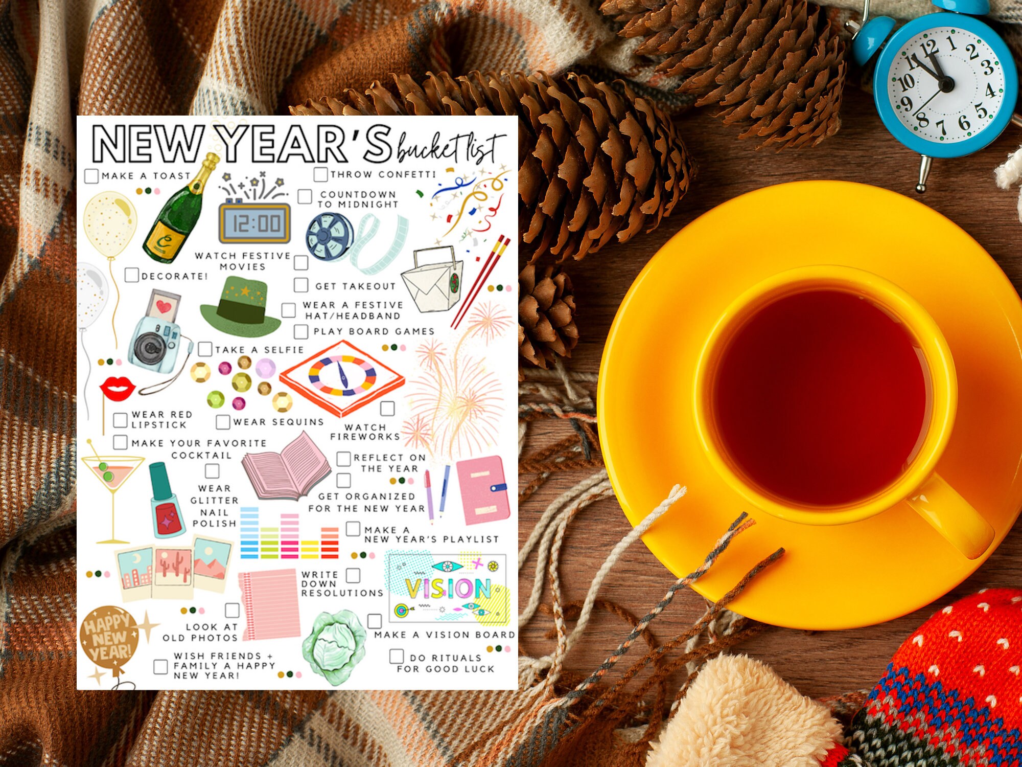 Printable New Year's Bucket List New Year's Todo Etsy