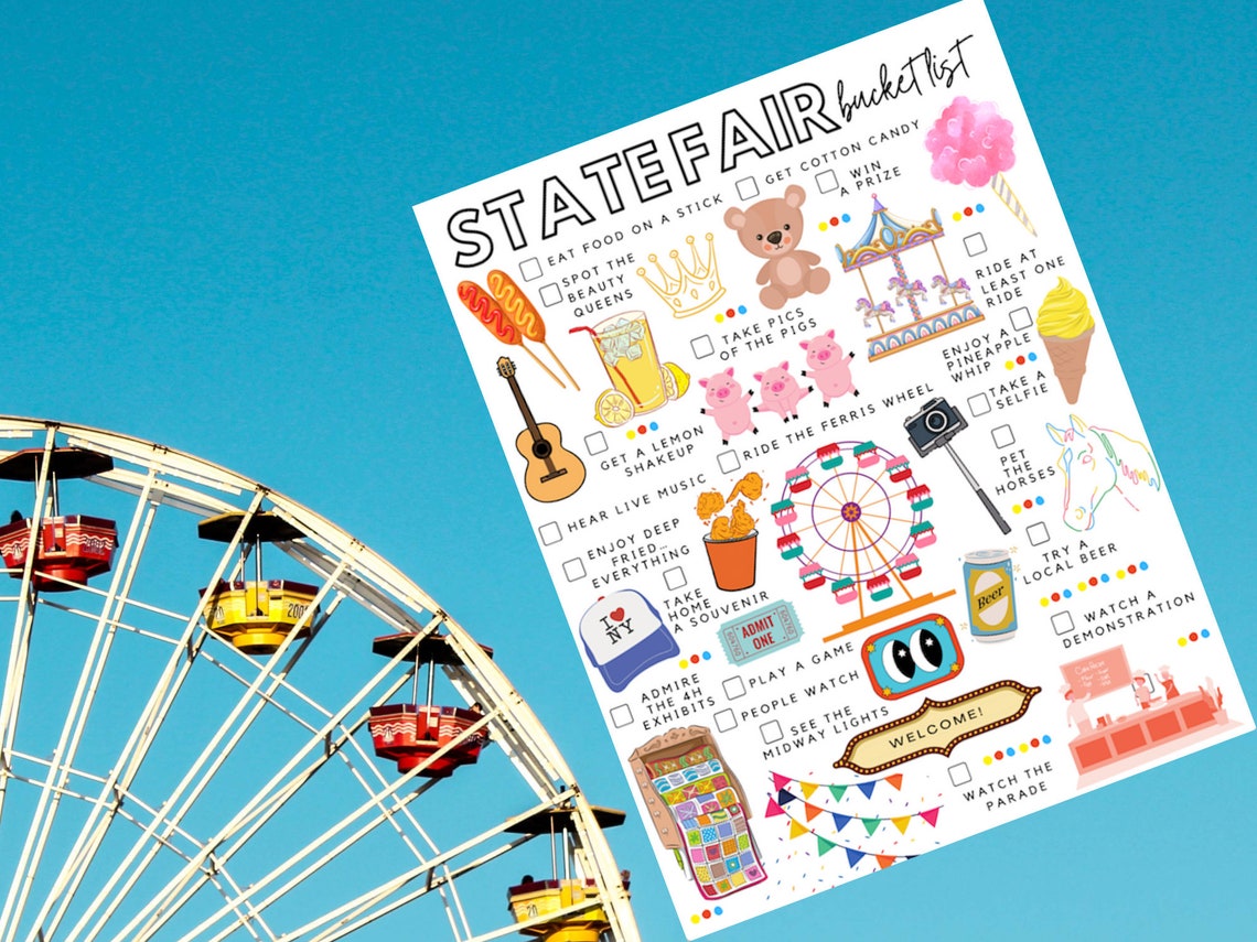 Printable State Fair Bucket List State Fair Todo List Etsy