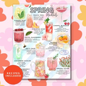 Printable Spring Mocktails List | Non Alcoholic Seasonal Drink Recipes