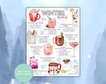 Winter Mocktail Recipes Printable | Festive Drink Menu