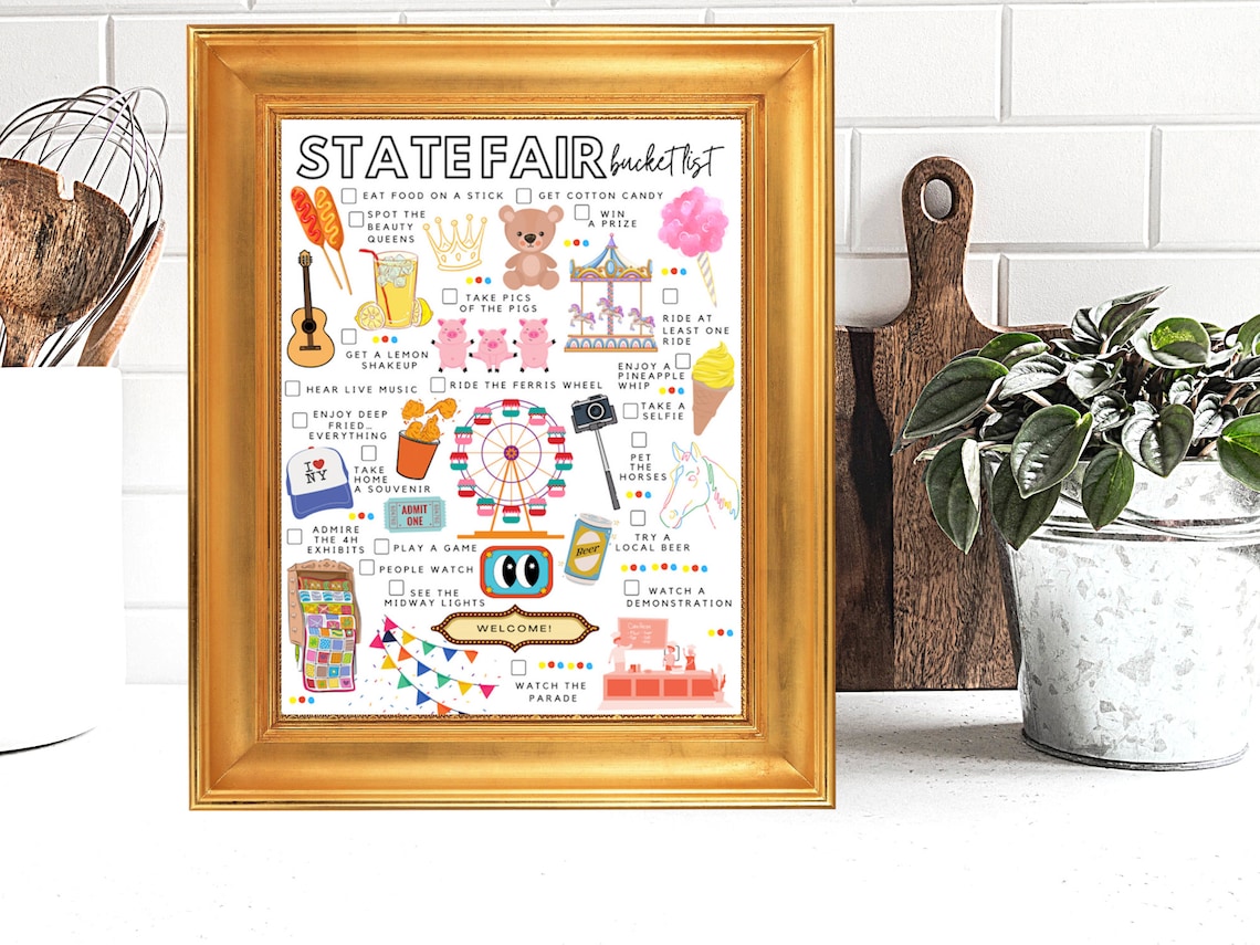Printable State Fair Bucket List State Fair Todo List Etsy