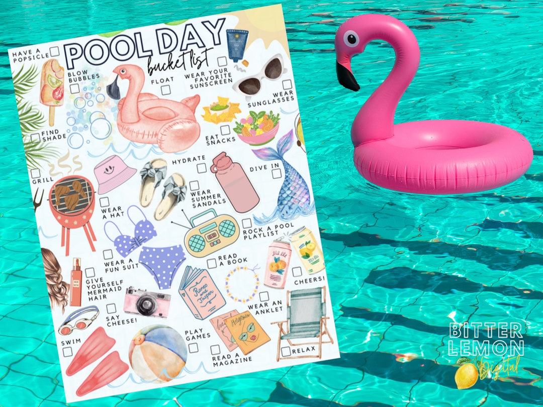 Printable Pool Day Bucket List | Pool Day To-do List - Etsy
