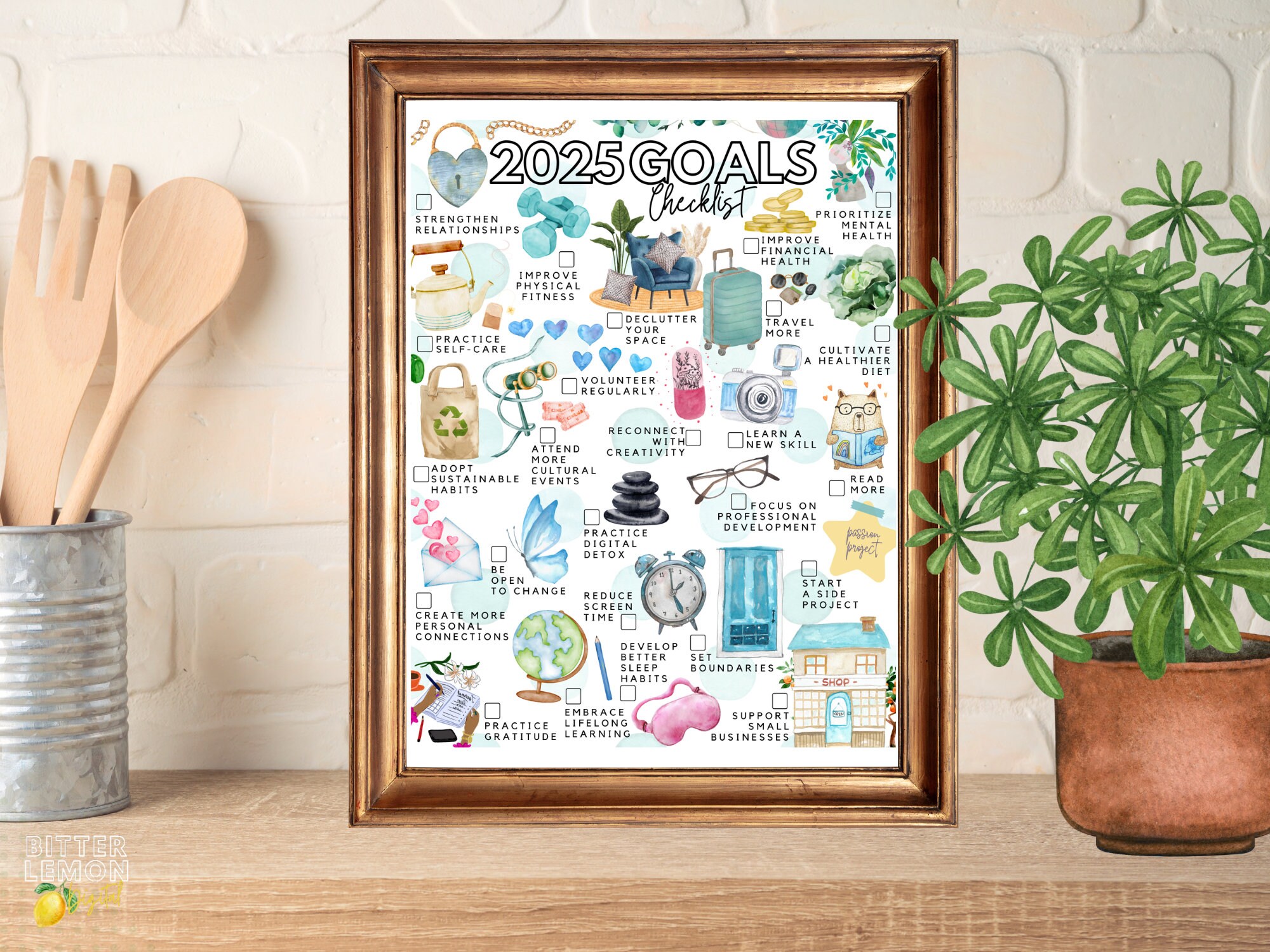 Printable 2025 Goals Checklist | 2025 New Year's Resolutions List - Etsy