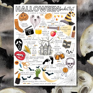 Halloween Bucket List Printable, Spooky Fall Activities Checklist, Autumn To-Do List PDF